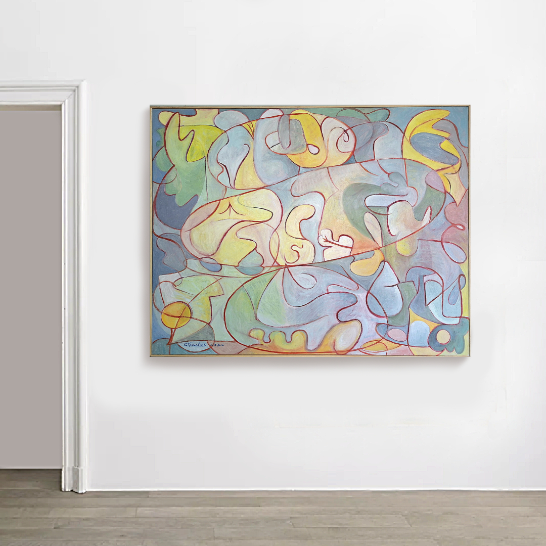 an art gallery wall example to illustrate the artwork in a defined space