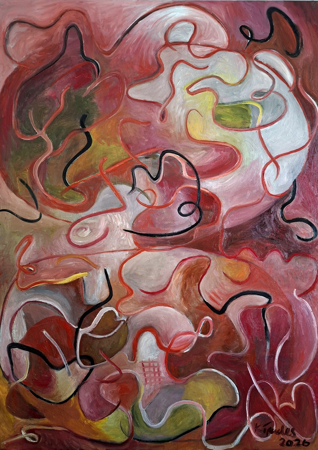 an abstract oil painting on canvas